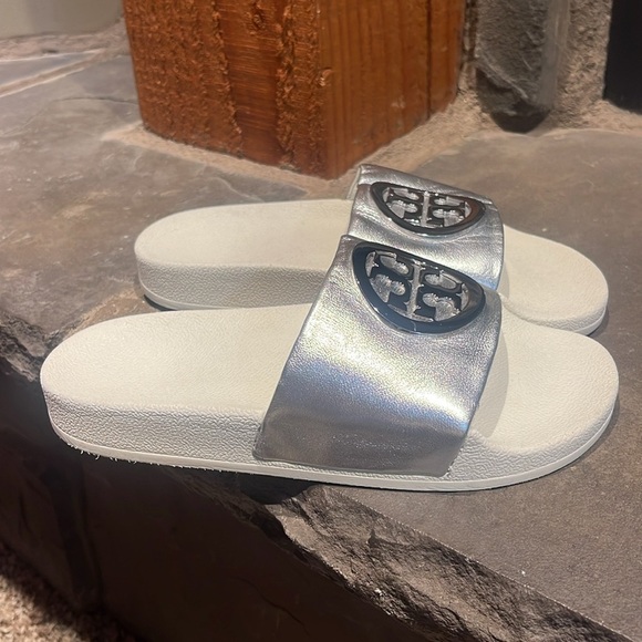 Tory Burch Silver Slide Sandals - Picture 7 of 7